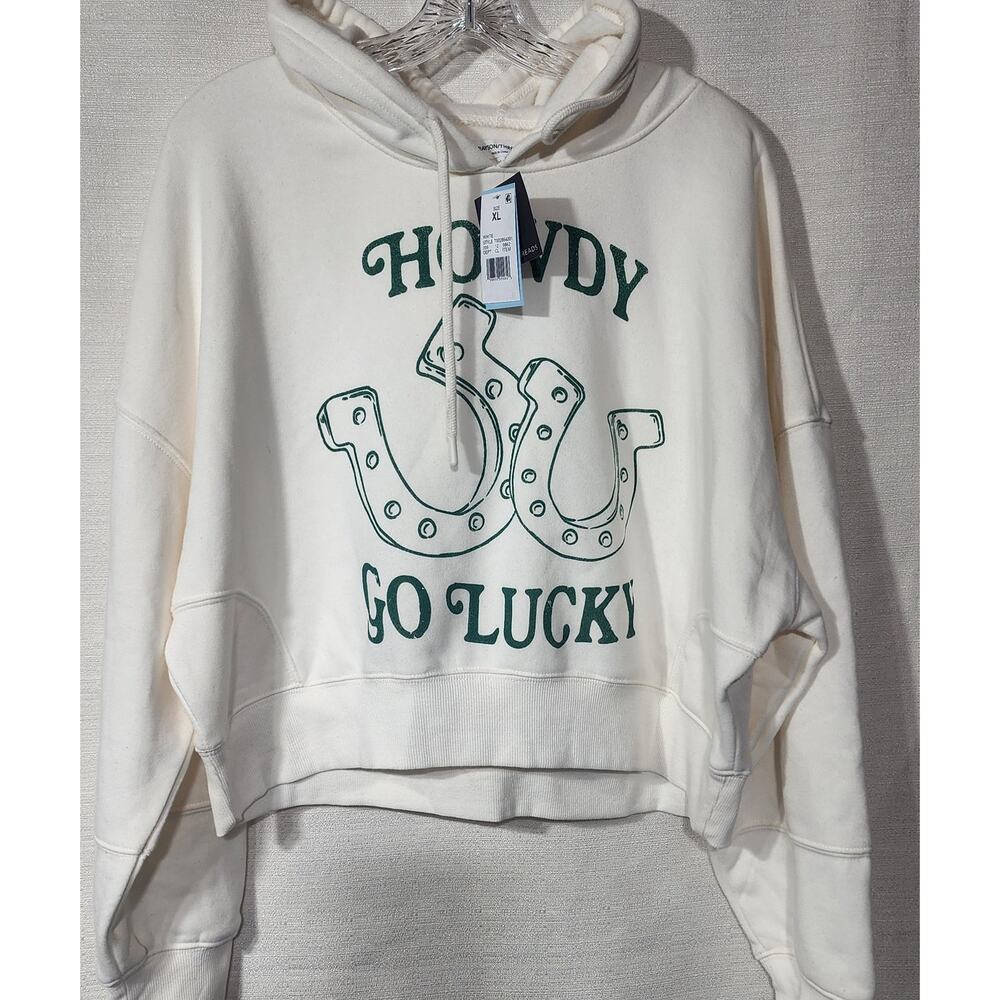 Howdy white crop top Hoodie women's XL Grayson/threads